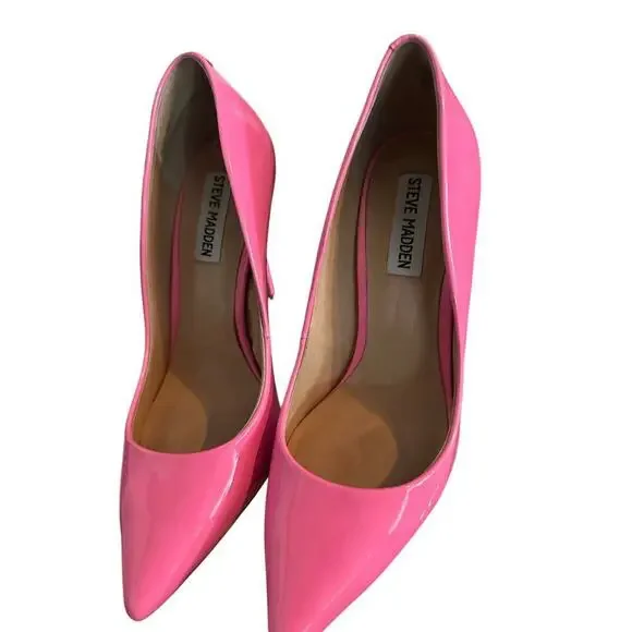 Steve Madden Women's Pink Daisie Patent Leather Heels Size 7.5 Bubblegum Barbie - Picture 8 of 8